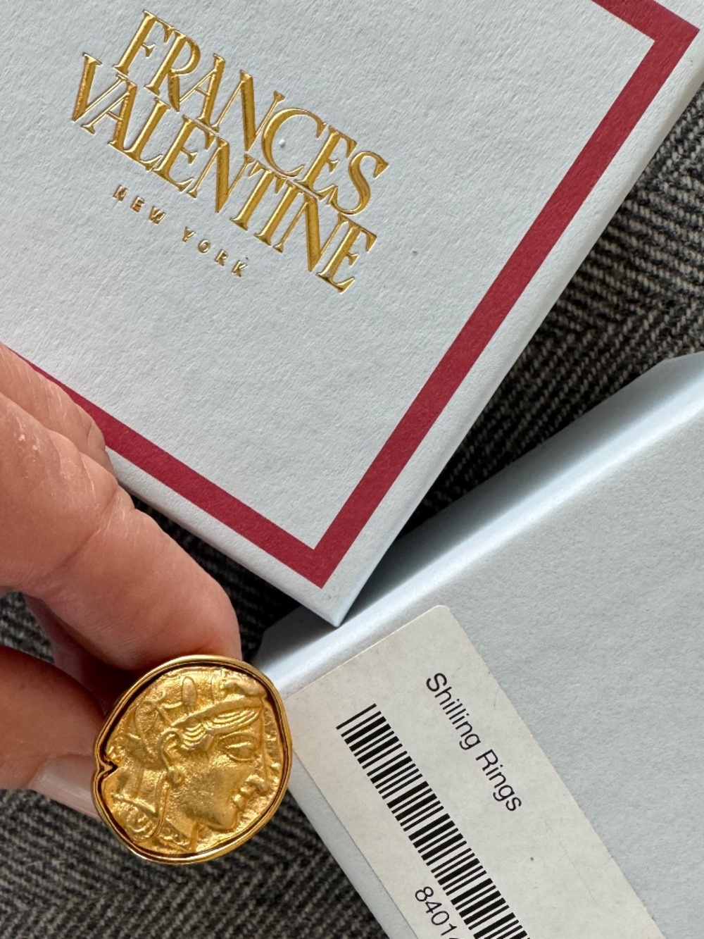 NWT, FRANCES VALENTINE SCHILLING ADJUSTABLE RING IN GOLD